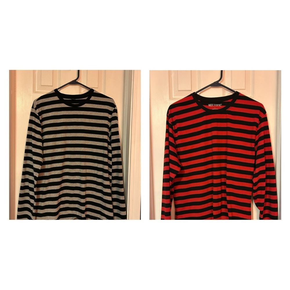 Two long sleeved striped shirts Size L